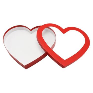 Imagem de WENPACK Caixa de presente em forma de coração de 30,5 cm, grande máquina de papelão, preenchível para charcutaria e alimentos doces, dia das mães (vermelho)