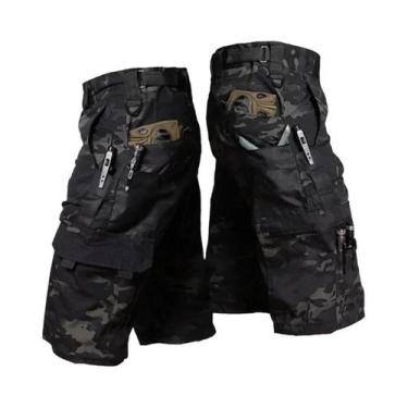 Imagem de Bermuda Cargo Camuflada De Secagem Rápida Para Homens, Verão, Atividad
