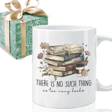 Imagem de Puouoonyi Caneca de café Book Lover 325 ml, caneca de bibliotecária para mulheres, presentes para amantes de livros no aniversário de Natal, presentes para leitores, presente para livros, copo de