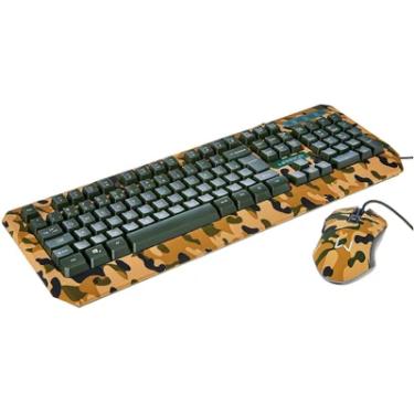 Imagem de Kit Gamer Warrior Kyler, Com Teclado LED Branco, ABNT2, 12 Teclas Multimídias, 6 teclas Anti-Ghosting + Mouse Led Army, 3200 DPI, 4 velocidades, Sensor Instant A603, Cabo USB 1.8M Nylon - Tc249