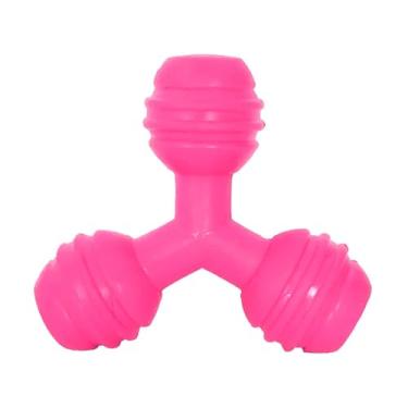 Imagem de Mordedor Triângulo para Cães e Gatos, Borracha Rosa, 10,5cm, Alívio de Estresse e Limpeza Dental