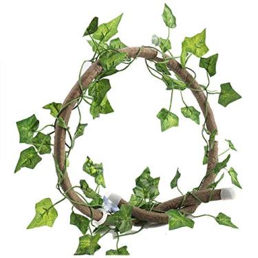 Imagem de Ramo de escalada de réptil ramo de selva flexível vinha premium ecológico não tóxico seguro para lagartos camaleões árvores Trega Geckos Tortoise Tank Tank Aquário Decoração (Vinagre + folha de hera)