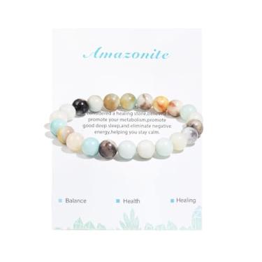 Imagem de COLORFUL BLING Pulseira de cristal para cura de pedra natural, alívio de estresse, ansiedade, yoga, pulseira feita à mão, contas de cura, presentes de aniversário e amor para mulheres e homens