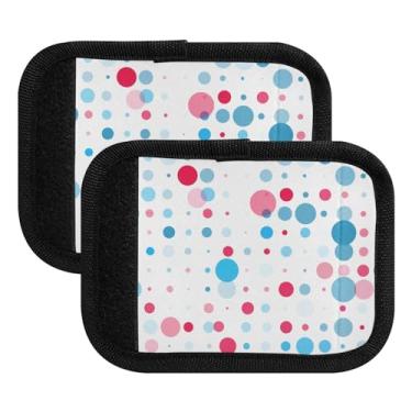 Imagem de Capas protetoras de alça de bagagem de bolinhas vermelhas azuis com bolinhas antiderrapantes marcadores de bagagem para mala de viagem no aeroporto, mala de viagem, mala, carrinho, pacote com 2