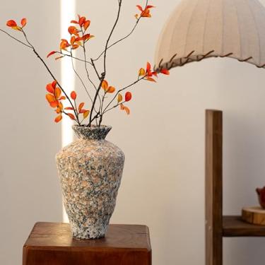 Imagem de Vaso de cerâmica Wabi Sabi com textura de granito salpicado, vaso de flores artístico para decoração de casa, perfeito para sala de estar, prateleira e mesa de centro de mesa (médio-alto)