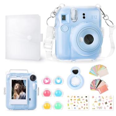 Imagem de Rieibi Acessórios para Fujifilm Instax Mini 12, o pacote de presente inclui capa transparente Instax Mini 12 com alça, mini álbum de fotos, espelho de selfie, adesivos DIY, filtro de cor (sem câmera)