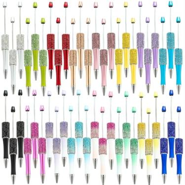 Imagem de KUNHEHO Caneta Beadable, 48 peças, canetas de diamante para mulheres, strass brilhante, canetas chiques, adolescentes, coisas modernas, canetas fofas, kawaii, material escolar para meninas