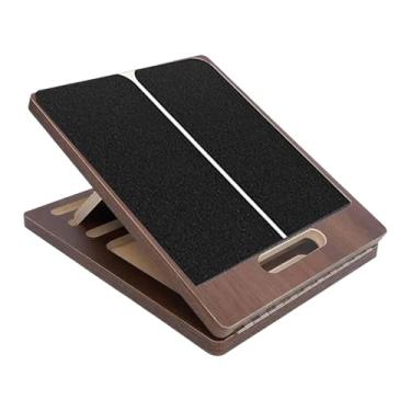 Imagem de UGPLM Prancha inclinada de madeira para alongamento da panturrilha, alongador de pés portátil ajustável, cunha de agachamento inclinada para alongamento da