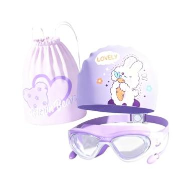 Imagem de Baoblaze Touca de Natação Infantil Impermeável com Ampla Visão e Óculos de Natação para Crianças