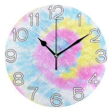 Imagem de Relógio de parede analógico decorativo moderno alimentado por bateria relógio de cozinha de escritório, decoração de parede vintage, sala de estar, rosa pastel macio colorido, 25 cm, ponteiros