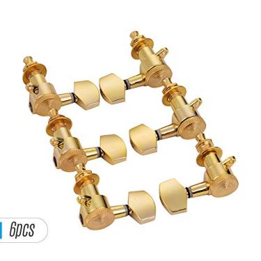 Imagem de Pacote de 6 Afinadores Corda Guitarra com Trava Pérolas Afinação Cabeças Máquina e Botões 3L3R para Acústica Elétrica Ac