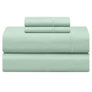 Imagem de Feather & Stitch Conjunto de lençóis de cama king size 500 fios damasco 4 peças, 100% algodão macio respirável, bolsos profundos de cetim trançado listrado colchão resort hotel decoração de luxo