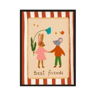 Imagem de Arte De Parede Para Quarto Infantil, Impressão Nórdica De Coelhos Flor