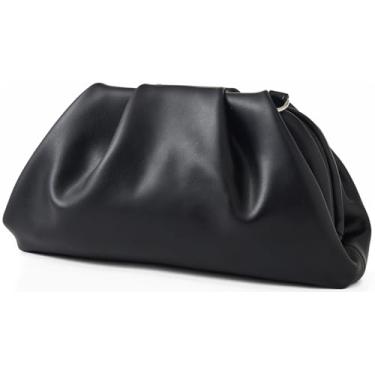 Imagem de Munansli Bolsa clutch feminina, bolsa de ombro de corrente destacável, bolsa transversal de bolinho de massa, bolsa de viagem noturna em nuvem., Preto