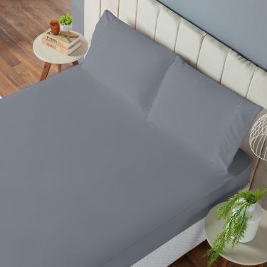 Imagem de Jogo De Lençol Solteiro 2 Peças Laura 400 Fios 100% Poliéster - Cinza
