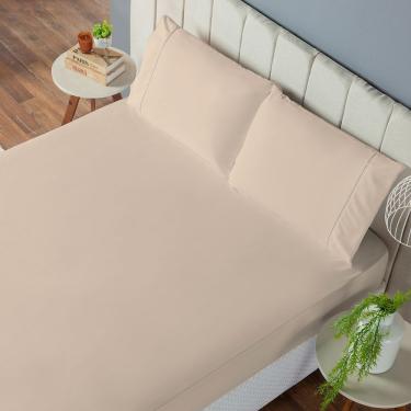 Imagem de Jogo De Lençol Solteiro 2 Peças Laura 400 Fios 100% Poliéster - Cáqui