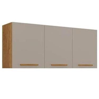 Imagem de Armário Aéreo New Valencia 3 Portas Salleto Cor Cinamomo Off White, Ci