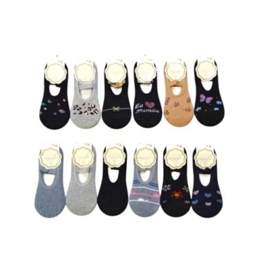Imagem de Kit com 12 Pares Meia Sapatilha Yoga Pilates Cores Sortidas