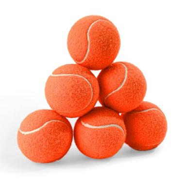 Imagem de PHOEPET Pacote com 6 bolas de tênis para cães, bolas de borracha a granel para brinquedos de mastigação para iniciantes (laranja)