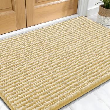 Imagem de OLANLY Tapete de porta de cachorro para patas enlameadas 61 x 40 cm, capacho de lama de chenille ultra absorvente, antiderrapante, lavável e com armadilha de sujeira para entrada interna, tapetes de