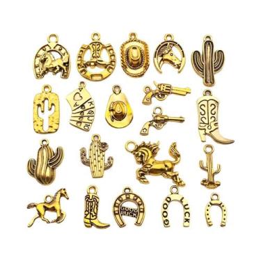 Imagem de Charms De Cowboy Ocidental Em Miniatura 3D, Chapéu De Cowgirl, Botas D