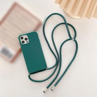 Imagem de Colar crossbody alça cordão capa de telefone para Samsung Galaxy S6 S7 edge S8 S9 S10 Plus S10lite S10e Lite 5G capa macia, verde escuro, para S7 edge