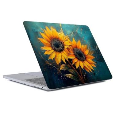 Imagem de Punmada Capa transparente para computador MacBook Air de 13 polegadas, versão 2022/2025, modelo A2681/A3240 M2/M4, capa de computador transparente, estampa premium, capa rígida com girassol, líquido