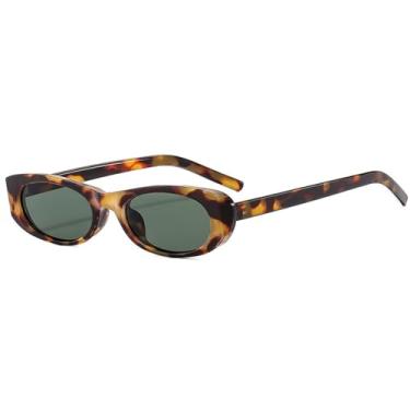 Imagem de Óculos de Sol UV400 - Olho de Gato com Estampa de Leopardo, Armação Pequena, para Homens e Mulheres, Esportes ao Ar Livre, Corrida, Ciclismo, Verde Leopardo