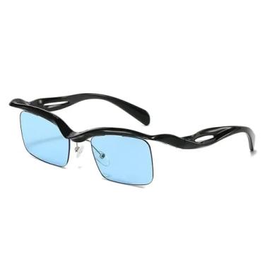 Imagem de Óculos de Sol UV400 - Sem Aro, Lentes Oceânicas, Estilo Punk, para Homens e Mulheres, Esportivos, ao Ar Livre, Corrida, Ciclismo, Preto e Azul