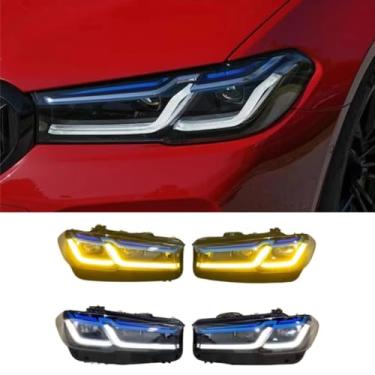 Imagem de Lâmpada esquerda direita LED luz diurna frontal LED conjunto de farol lâmpada de canto ampla compatível com série 5 M5 G30 G38 2018+ (2021-2023)