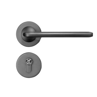 Imagem de VTGVVVTR Fechadura de porta interna de níquel escovado preto fechadura magnética silenciosa maçaneta de porta de madeira fechadura doméstica de liga de zinco (tipo C 58 silencioso)