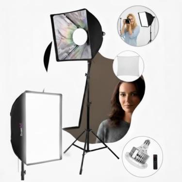 Imagem de Kit Luz Softbox Estúdio Lâmpada LED RGB E27 Bivolt 85W