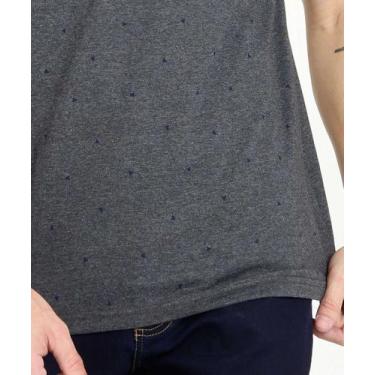 Imagem de Polo Masculina Estampa Geométrica Manga Curta MR-75032, Cinza escuro, 
