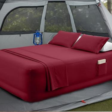 Imagem de Mocassi Jogo de lençol de cama de colchão de ar de 4 peças com bolso extra profundo de 40 a 61 cm - Conjunto de lençóis de 4 peças com bolsos inteligentes, ideal para camas de ar, trailers
