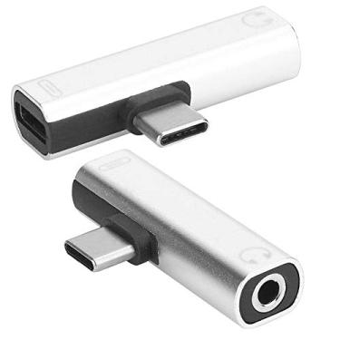 Imagem de aqxreight 2 Unidades 2 Em 1 Tipo C para 3,5 Mm Cabo de áudio Auxiliar Carregador Adaptador Distribuidor de Fone de Ouvido Carregando 3 5 Mm Com Conector Pode Ouvir Carregando Enquanto Fone de (Prata)