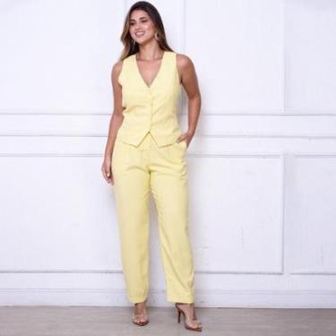 Imagem de Conjunto Aurora BBonnie – Colete e Calça em Alfaiataria Sensorial Amarelo-Feminino