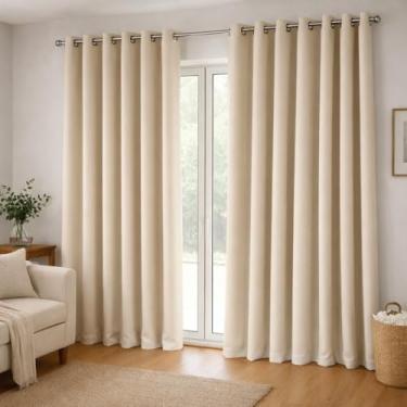 Imagem de Cortina Blackout Para Janela de Quarto e Sala 2,70 x 2,30 m – Tecido com Ilhós Cromados, Bloqueia a Luz, Reduz Calor e Garante Privacidade (Palha)