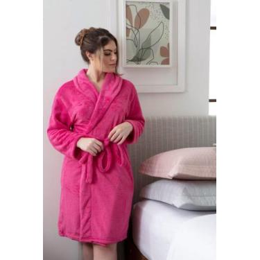Imagem de Roupão De Banho Microfibra Camesa Unissex Cores Adulto Único, Pink