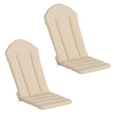 Imagem de COZYVIDA Conjunto de 2 almofadas Adirondack para cadeira Adirondack de 127 x 50 cm, repelente de água, resistente ao desbotamento, encosto alto, para uso externo, para pátio, bege