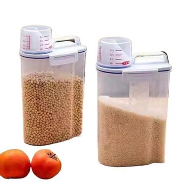 Imagem de Kit Potes Herméticos Para Alimentos Mantimento Arroz Pet Ração Copo Medidor Bico Dosador Tampa 2,5 L(2)