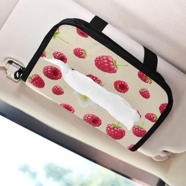 Imagem de SEHANY Porta-lenços de papel de carro de framboesa, caixa de lenços para carro, viseira solar, porta-guardanapos retangular, dispensador de máscara de carro, caixa de lenços para veículos universais