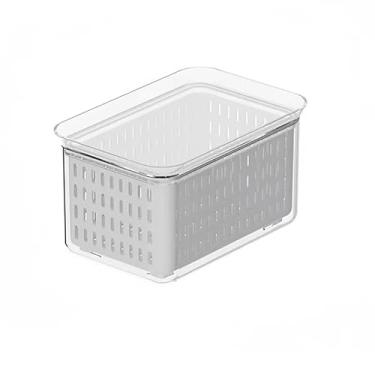 Imagem de Kit Organizador De Geladeira Com Tampa e Cesta Multiuso Alimentos Verduras de Salada Premium(1L - 1 unidade)