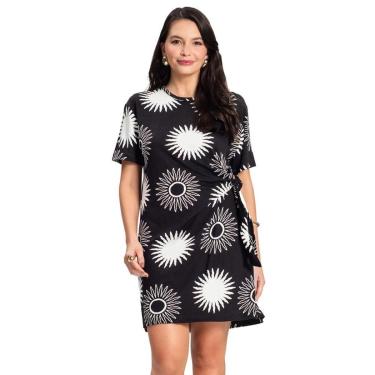 Imagem de Vestido Feminino Rovitex Amarração Lateral Preto/Branco-Feminino