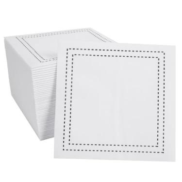 Imagem de Pacote com 100 guardanapos de coquetel brancos descartáveis - Guardanapos de sobremesa premium de 12 x 12 cm para casamentos, festas, aniversários, chá de panela, aniversário, adequado para