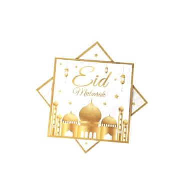 Imagem de Guardanapos Eid Mubarak Ramadã Eid Mubarak Artigos de Festa Guardanapos de Papel Descartáveis Estrelas Douradas Lua para Cozinha Muçulmana Festa de Férias 16,5 cm