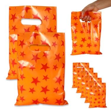 Imagem de 50 peças de saco de presente de animação de desenho animado, suprimentos de festa com tema de anime estrela vermelha laranja sacos de lembrancinhas de festa bolsa de presente para decoração de