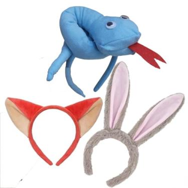 Imagem de 3 peças para adultos, coelhinho de cobra e orelhas de raposa, acessório para festa de Halloween, zoológico, cosplay, festa, Branco e preto., tamanho �nico