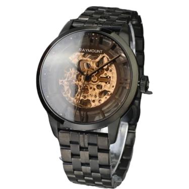 Imagem de FORSINING Relógio masculino automático com movimento mecânico, mostrador esqueleto e pulseira de couro, Preto