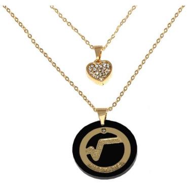 Imagem de Colar Duplo Matemática Conta Soma Folheado 18k - Milena Folheados