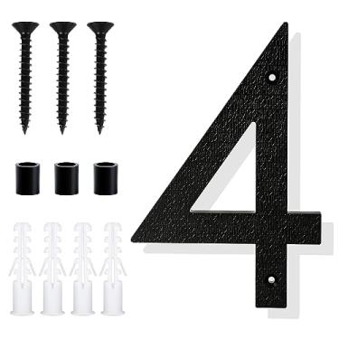 Imagem de Números de casa flutuantes, números de porta pretos grandes de 20 cm números de endereço de montagem fácil números de casas modernas para endereço caixa de correio externa (número 4)
